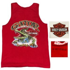 Harley Davidson Gator Mens Tank Top Red Leesburg Florida Biker Motorcycles